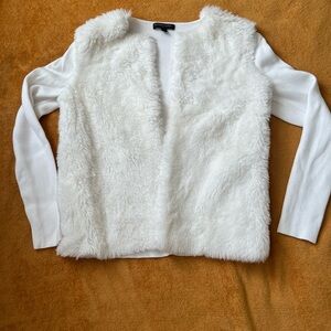 WHITE FAUX FUR CARDIGAN